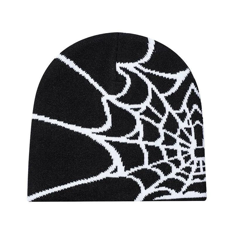 New Colorful Y2K Gothic Spider Pattern Wool Accrylic Knitted Hat Women Beanie Winter Warm Beanies Casual Skullies Outdoor Cap