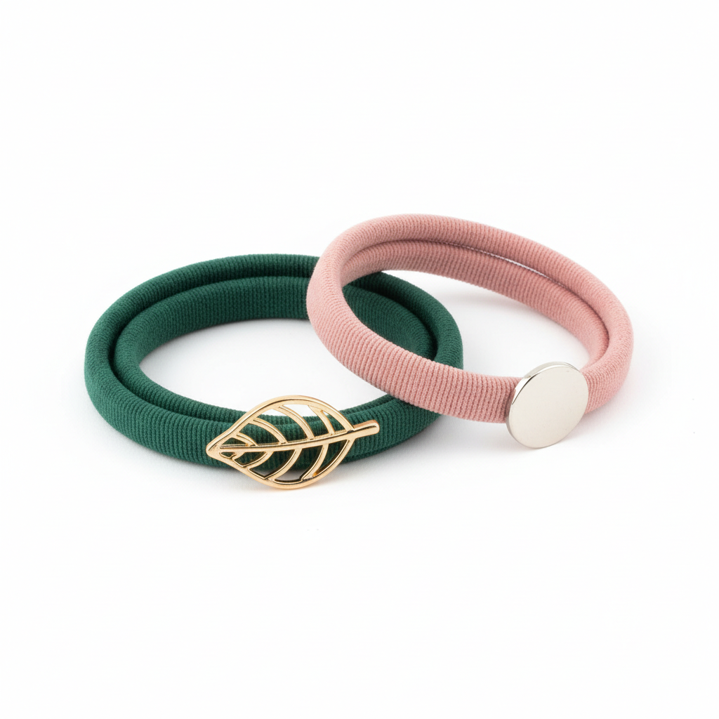 A stylish elastic hair tie on a white background